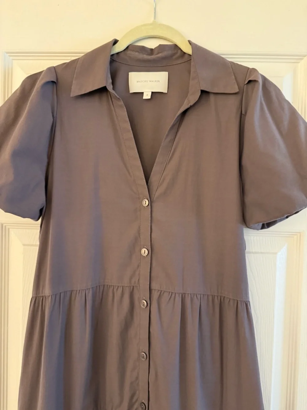 Brochu Walker Tiered Button-Front Midi Dress in Dusty Mauve - Picture 3 of 5